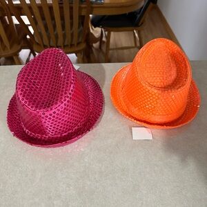 Sequin Pink and Orange Fedora Hats